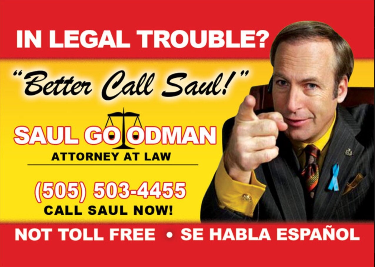 Better Call Saul When You Need Legal Help on a 3.5” x 2.5” Metal Magnet With Glossy Finish.Saul Goodman,Attorney at Law.Gift For Him or Her.