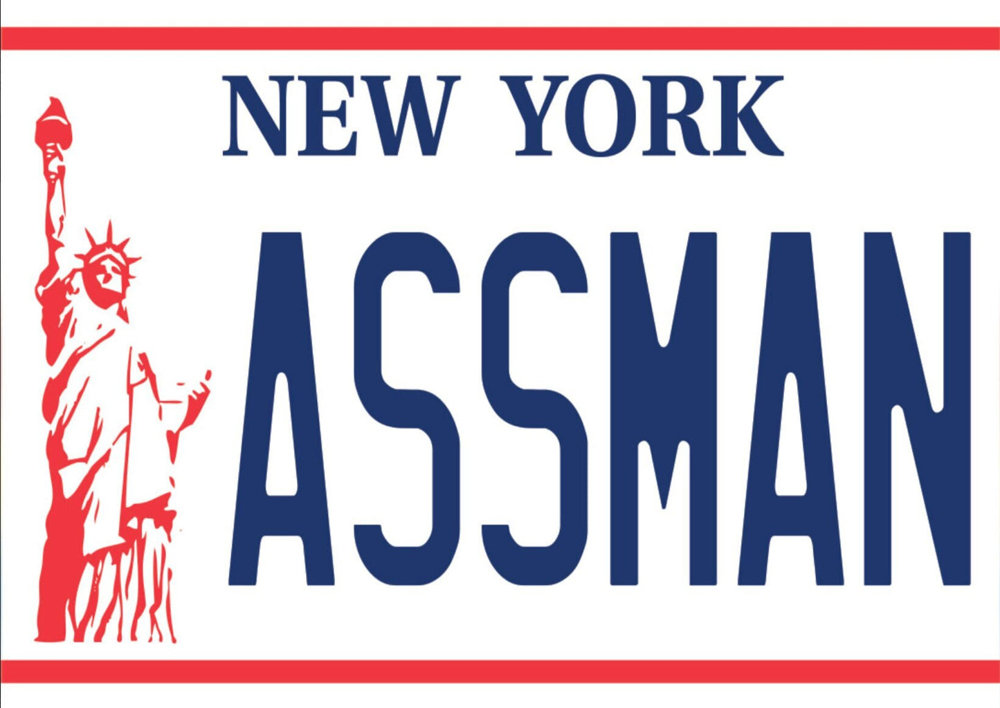 Ass Man  New York License Plate From Seinfeld on a 3.5” x 2.5” Metal Magnet With Glossy Finish.A Funny Magnet For Him or Her.