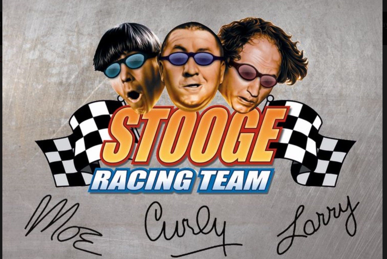 3 Stooges Racing Team on  a 3.5” x 2.5” Metal Magnet With Glossy Finish.A Funny Magnet For Him or Her.