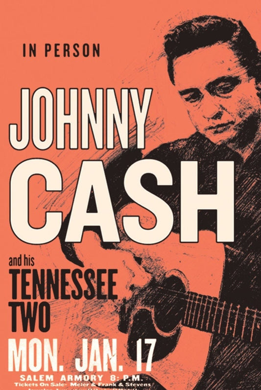 In Person Johnny Cash on a Refrigerator Magnet,Steel Magnet with Glossy Finish.